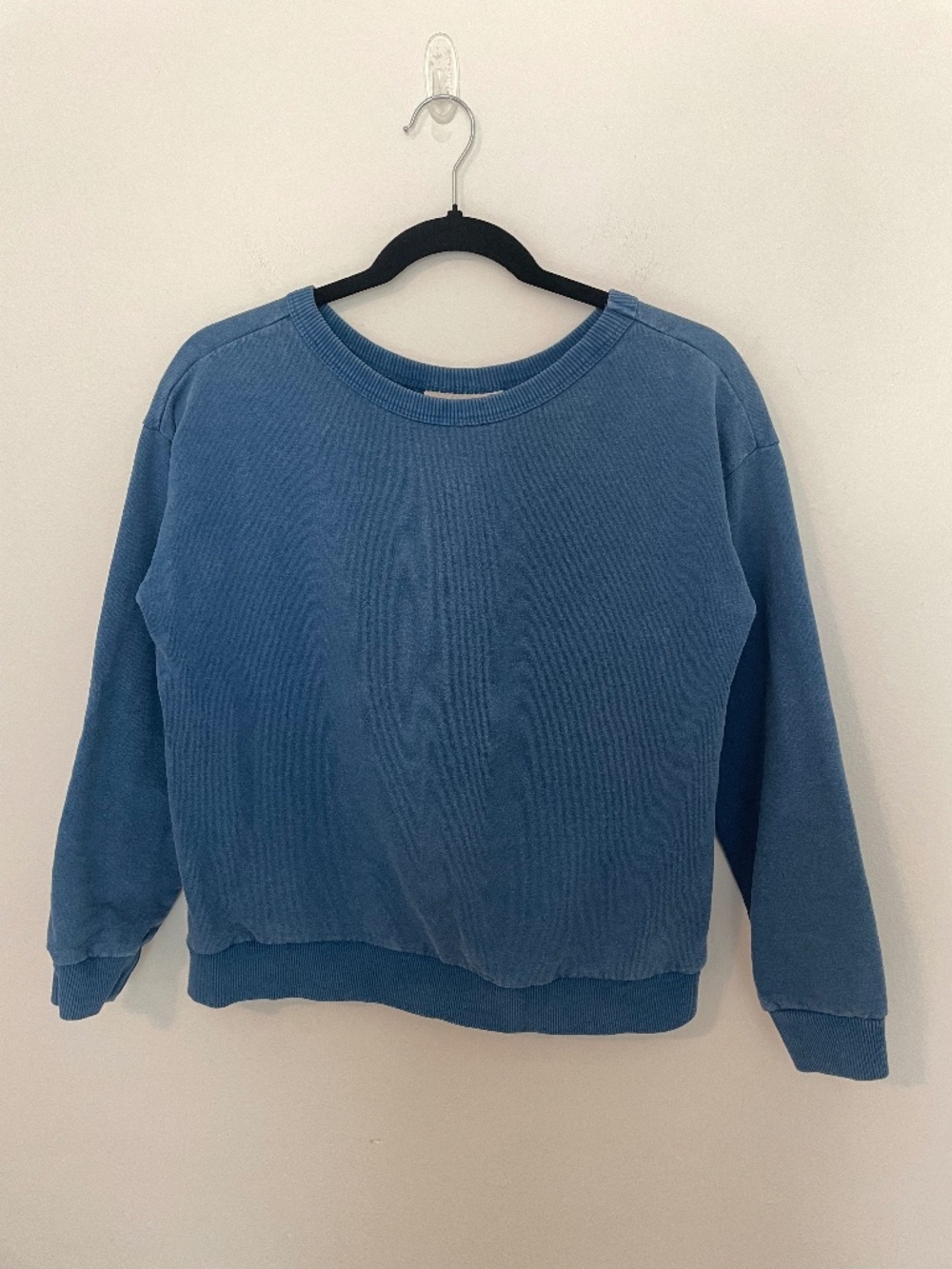 Jungmaven Laguna Cropped Crewneck Hemp Cotton Sweatshirt Blue, Women's Small